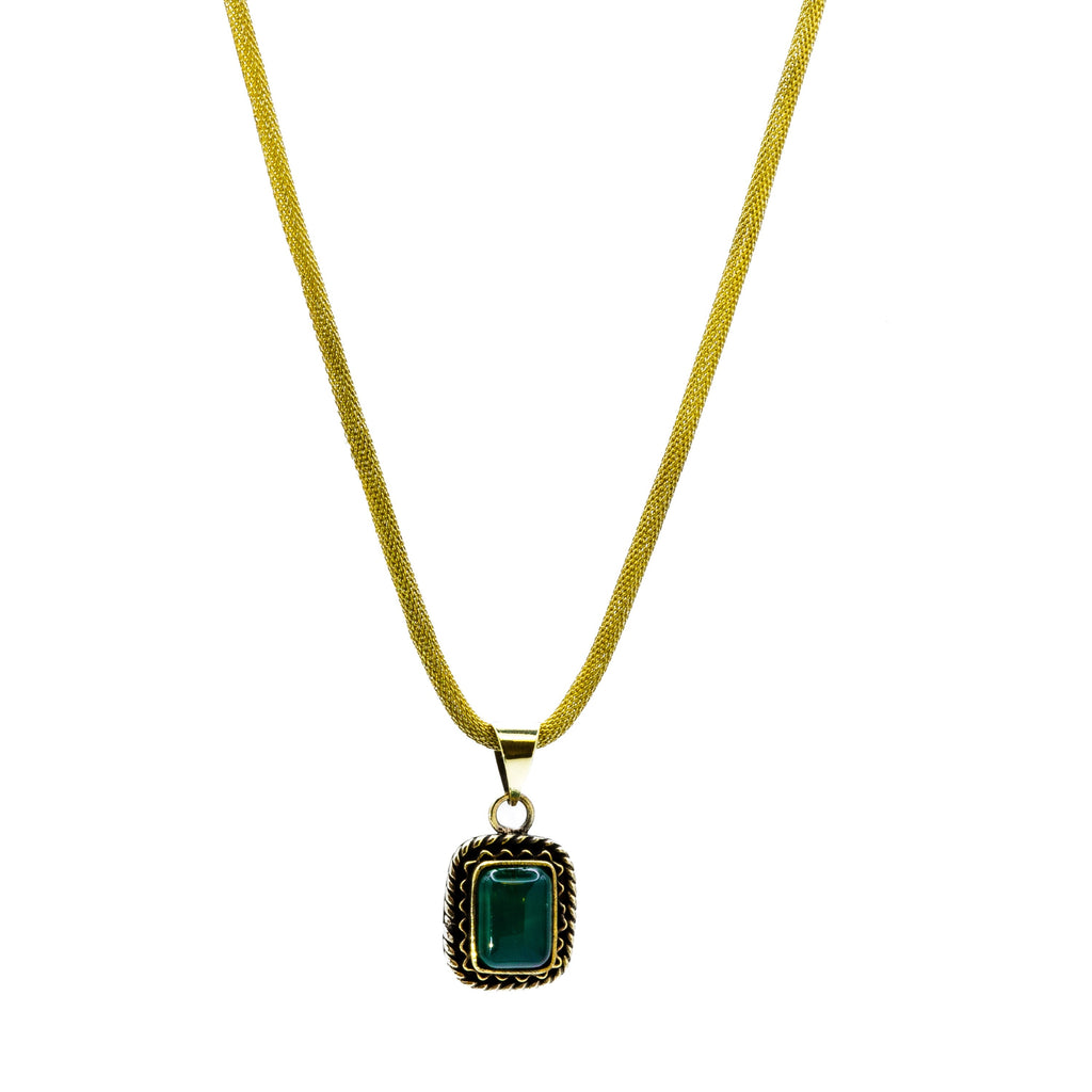 Full view of Azza hand-worked Egyptian brass necklace, adjustable 40/45cm, handmade in Old Cairo