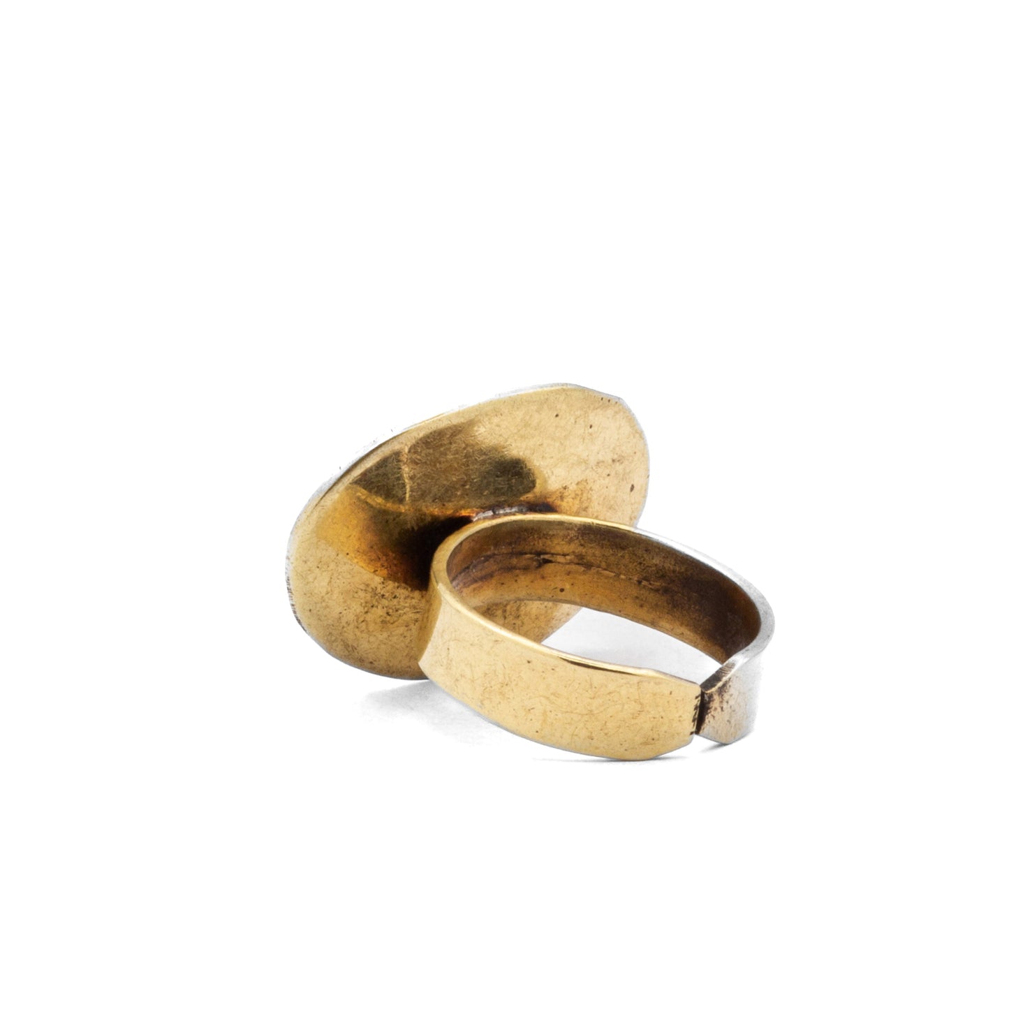 Back view of Fadela Egyptian brass ring, showcasing adjustable opening and interior detail